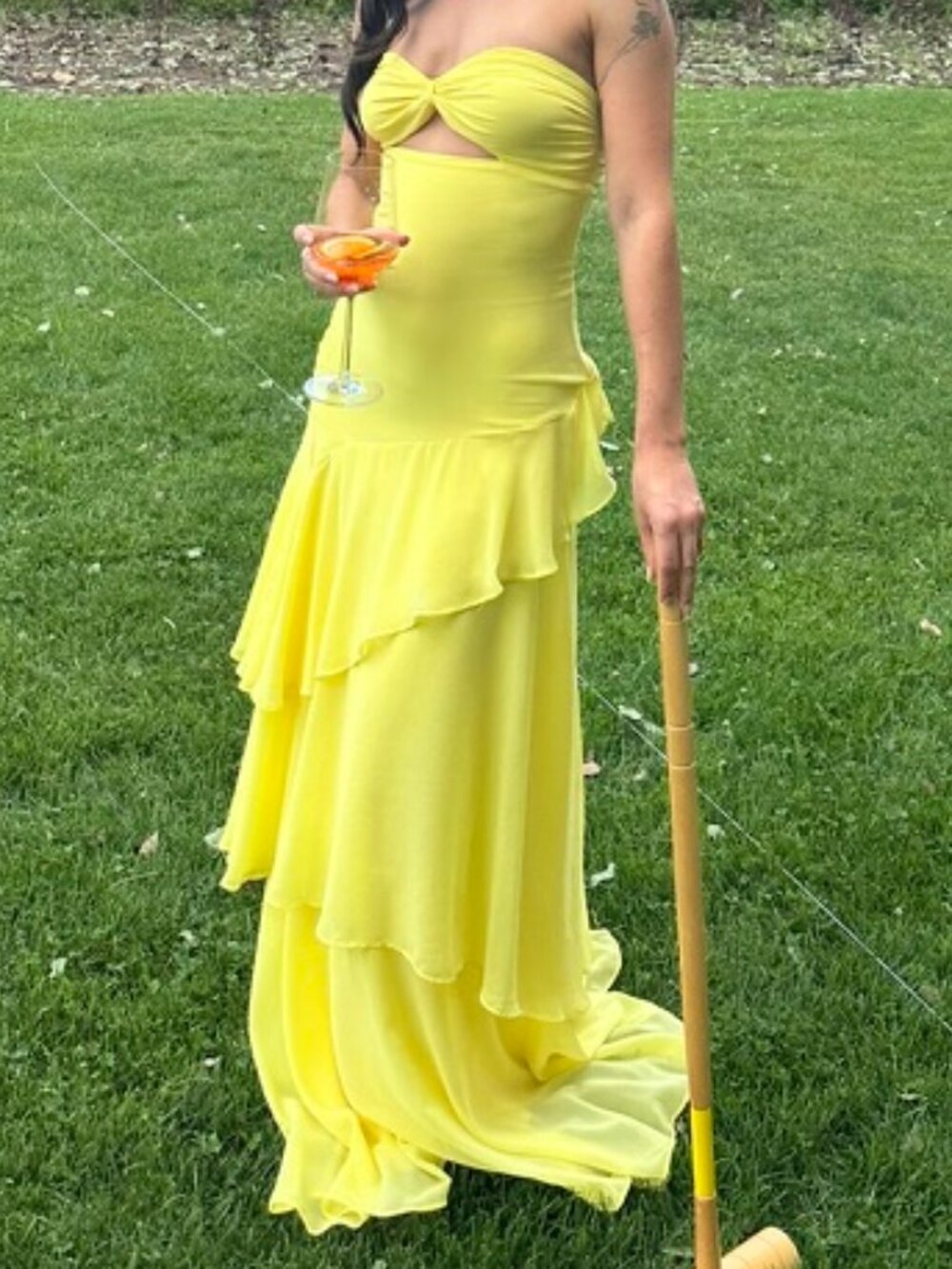 Thatssofetch Gretta Butter Yellow Maxi with Ruffle Skirt